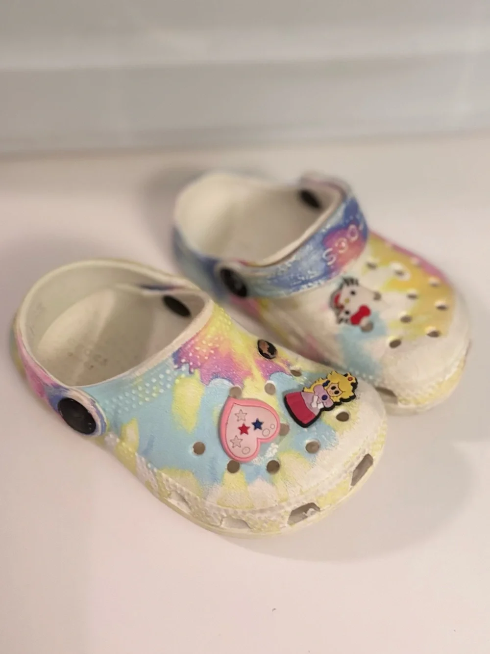 CROCS Kids Tie-Dye Pastel Clogs with Character Charms